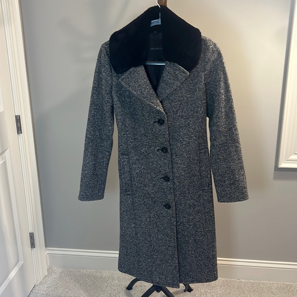 Talbots Long Tweed Belted Coat